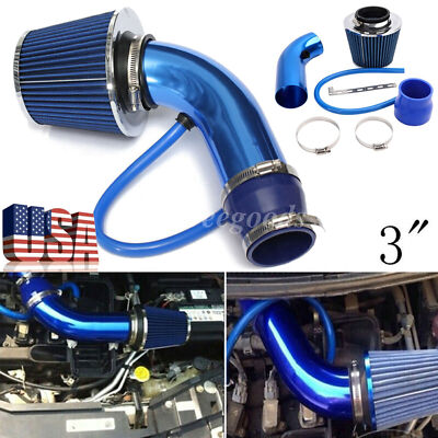 Car Cold Air Intake Filter Induction Kit 3'' Pipe Aluminum Power Flow Hose System