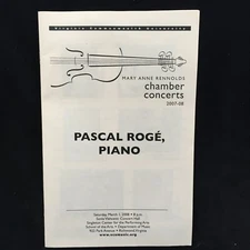 PASCAL ROGE piano - Recital Program & Flyer, Mar 2008 - Richmond VA
