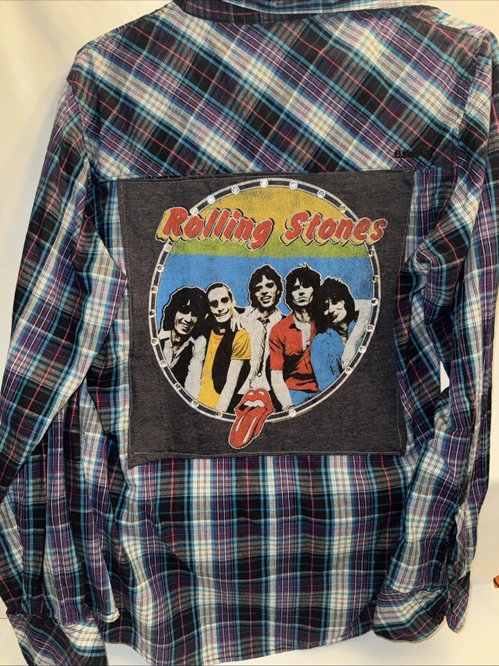 Camiseta Rolling Stones Element Banda a Cuadros Años 60 Rock Manga Larga XL USADA EN EXCELENTE ESTADO CARIDAD Foto 4 de 4