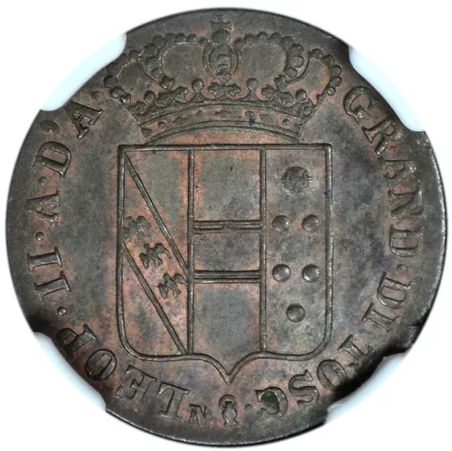 Tuscany Leopoldo II di Lorena 3 Quattrini 1851 NGC MS62BN Top Pop Free Shipping