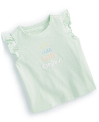 First Impressions 6-9 Months Baby Girls Hello Flutter-Sleeve Graphic T-Shirt