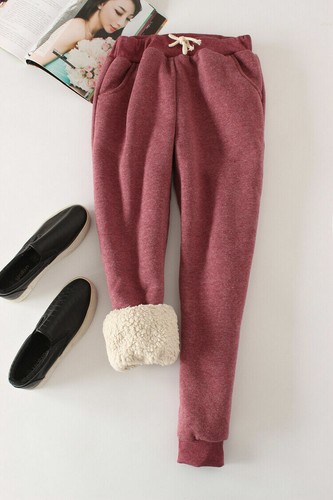 Women Sherpa Harem Pants Fleece Lined Trousers Winter Warm Casual Thick - Picture 5 of 21