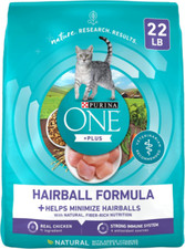 Purina ONE Natural Cat Food for Hairball Control, PLUS Hairball Formula - 22 lb