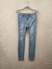 Pacsun Women Jean 27L Blue Cotton Blend Distressed Mid Rise Slim Stretch Jegging