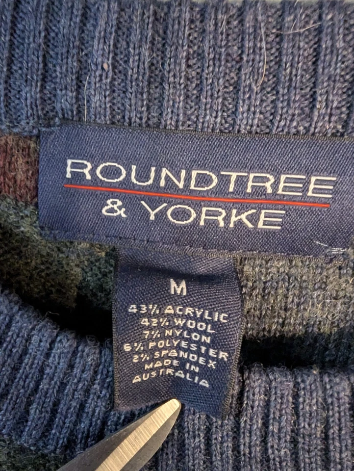 Suéter Roundtree & York Adulto Mediano Multicolor Parche de Lana Trabajo Pullover Para Hombres Foto 2 de 4