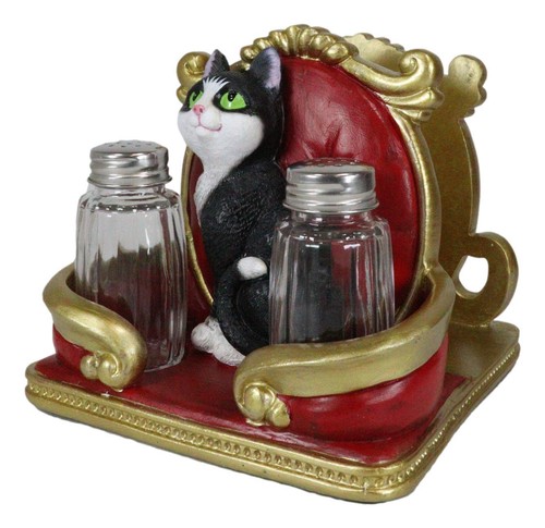 Royal Service Black and White Tuxedo Cat Napkin And Salt Pepper Shakers Holder - 第 5/10 張圖片
