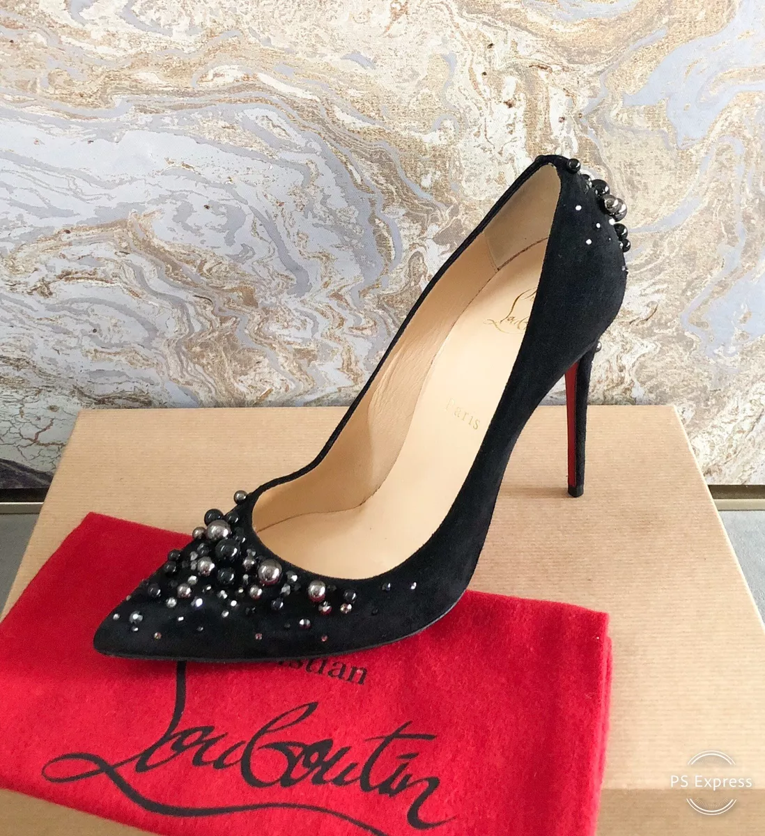 Christian Louboutin Embellished Pearl Suede Pump Sz 39 eBay
