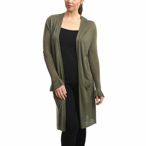 Long Sleeve Duster Cardigan Olive Green 