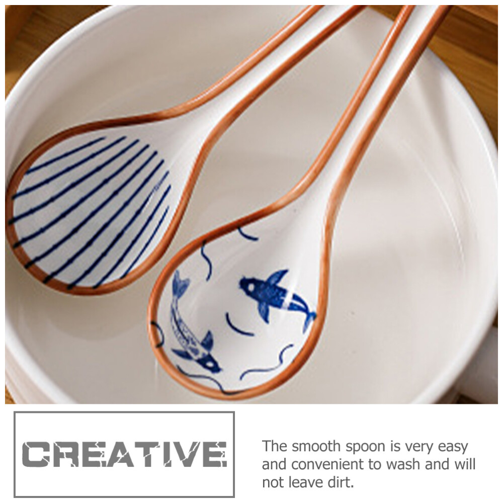 16 Pcs Ceramic Soup Spoon Japanese Serving Big Spoons Asian Bulk eBay