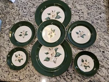 Homer Laughlin M54N8/Lifetime China Co. JADE ROSE Dinner Salad Saucer Set Of 7