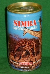 SIMBA Lager Beer Can #10 Giraffe Imported Swaziland African Wild Life Series