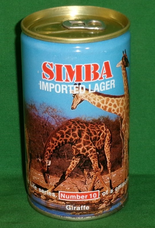 SIMBA Lager Beer Can #10 Giraffe Imported Swaziland African Wild Life Series