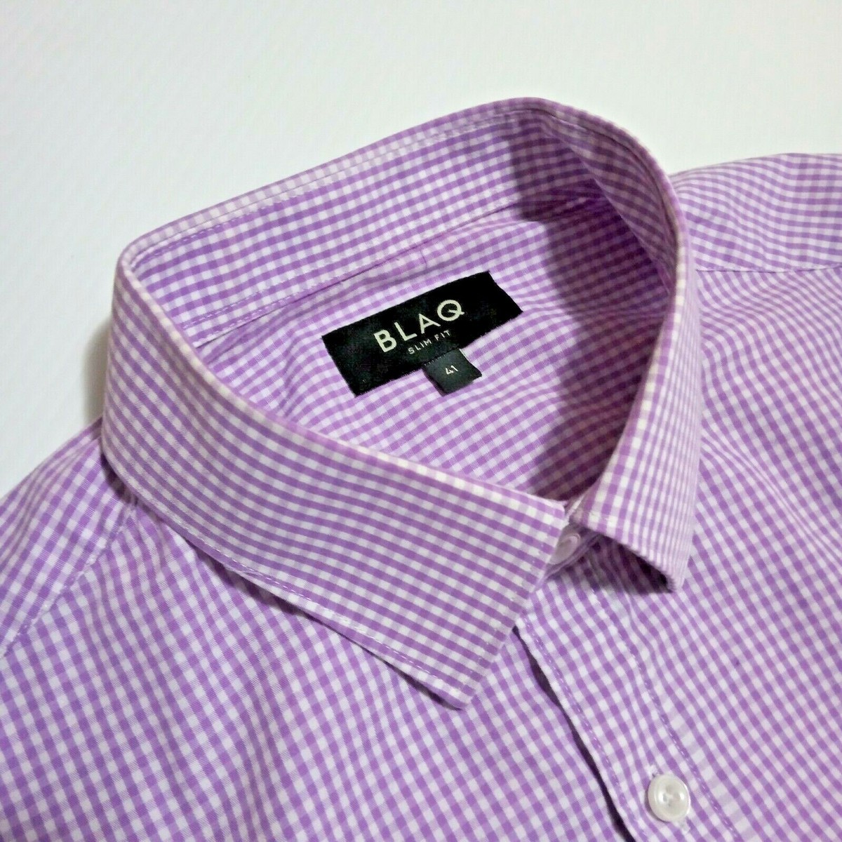 BLAQ Mens Button-Up Shirt Size 41 Slim Long Sleeve Collared Purple White  Check | eBay Australia
