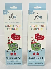 Lot of 2 - Glo-pals Water-Activated Light-Up Cubes Limited Ed. Christmas Pal