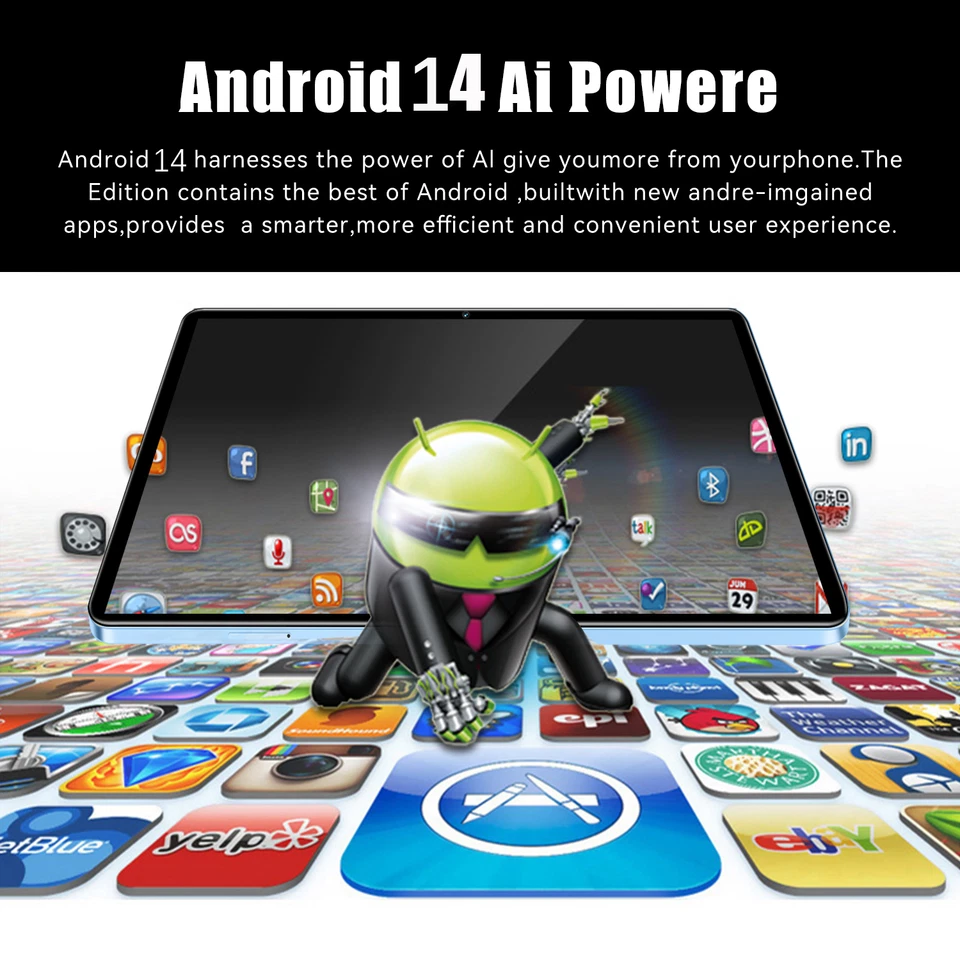 2025 Tablet Android 14 16GB +256GB Tablet PC Dual SIM 4G LTE 5G WiFi GMS Netflix - Image 4 of 4