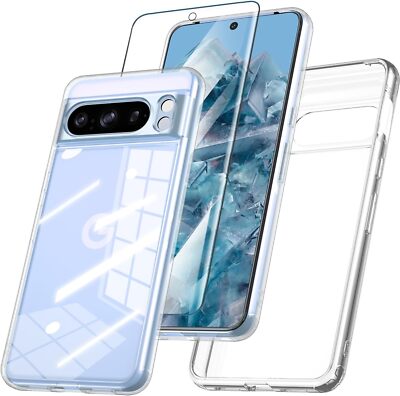 2in1 Hülle + Schutzglas für Google Pixel 8 / 8 Pro Silikon Tasche Hartglas 9H