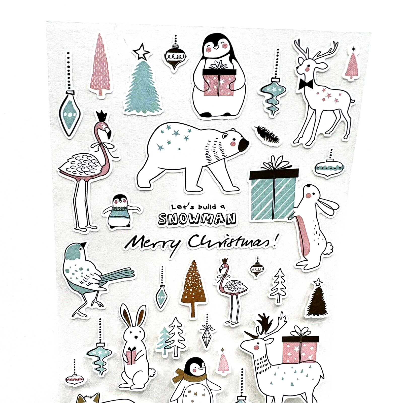 Christmas Pastel Wildlife Animal Sticker Sheet Planner Scrapbooking Journaling