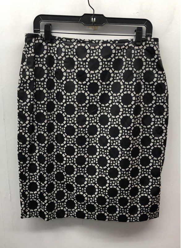White House Black Market Women's Black White Geometric Circular Pencil Skirt 12