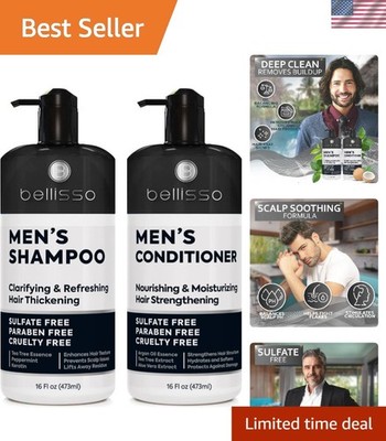 Clarifying Shampoo & Conditioner for Men - Sulfate Free, Peppermint Fresh Scent