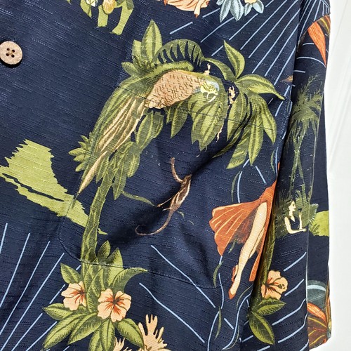 Tommy Bahama Shirt Mes Small Black Silk Hawaiian Casino Hula Tiki Graphic Looped - Picture 17 of 24