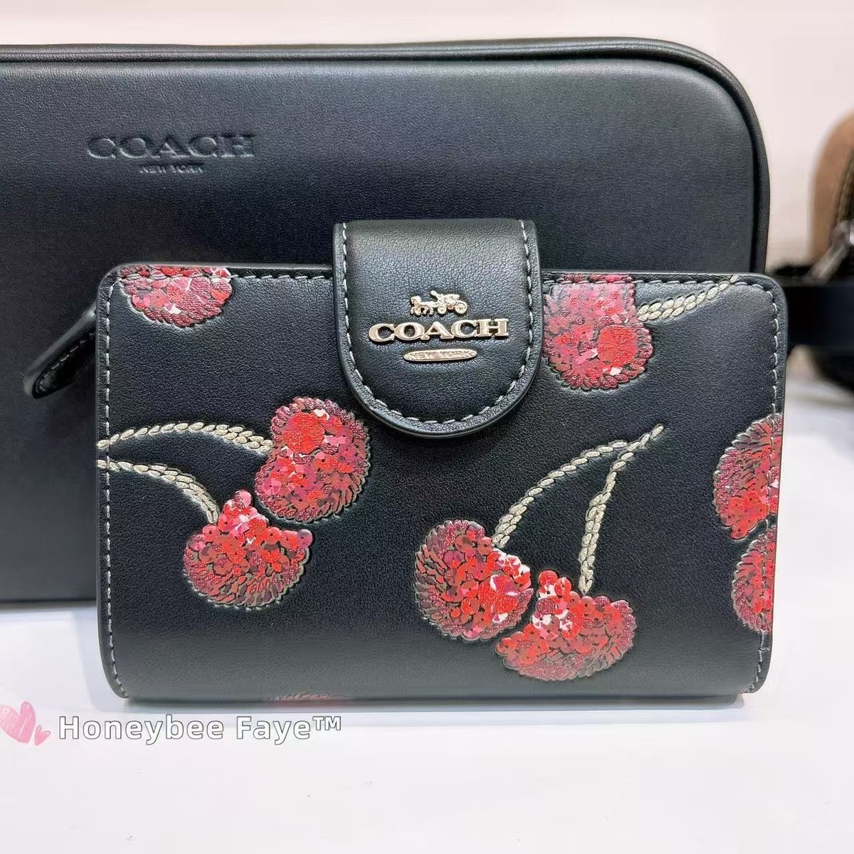 NWT Coach Medium Corner Zip Wallet With Cherry Print CDF10 | eBay