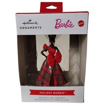 Hallmark Barbie Holiday Ornament Christmas Tree Decoration In Box Red Plaid Dres