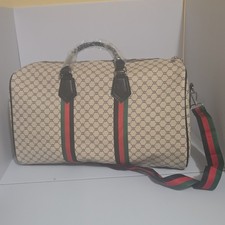 Beige Monogram Faux Leather Duffle Bag 18 & U...