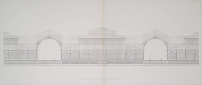 Halles Centrales Paris   Plates 16-17 c.1850 Double Elephant Architectural Folio