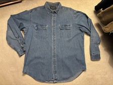 Vintage Polo Country Ralph Lauren Denim Distressed Button Up Shirt USA XL