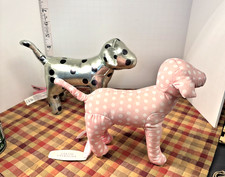 Victoria's Secret PINK Plush Dog Mascot Pink White Polka Dot  silver black dots