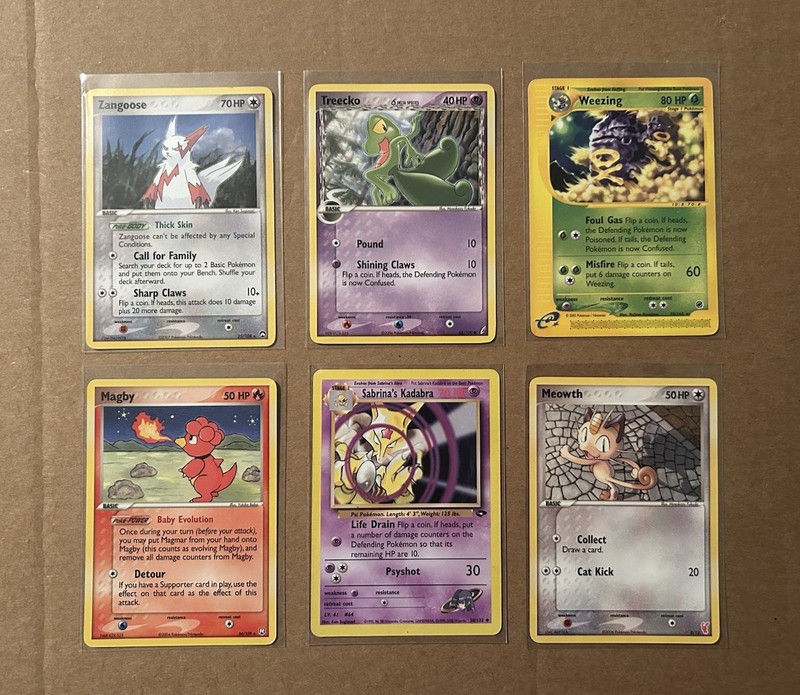 Pokémon TCG Lot Of 6 Trading Cards NM to LP Treecko Delta, Meowth, Sabrina