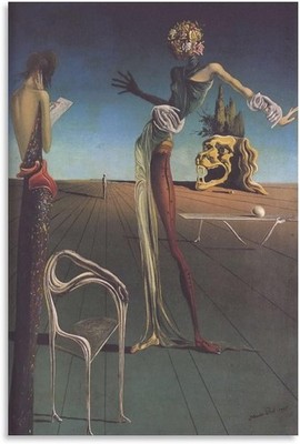 Woman with A Head of Roses by Salvador Dali Poster Painting Canvas Wall Art