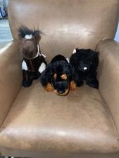 Webkinz HM135 Black Cat, HM147 Pinto, HM345 Dachshund Plush Lot No Codes