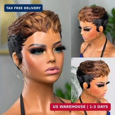 Pixie Cut Wigs for Black Women Short Layered Haircut Pixie Cut Wig Human Hair Na