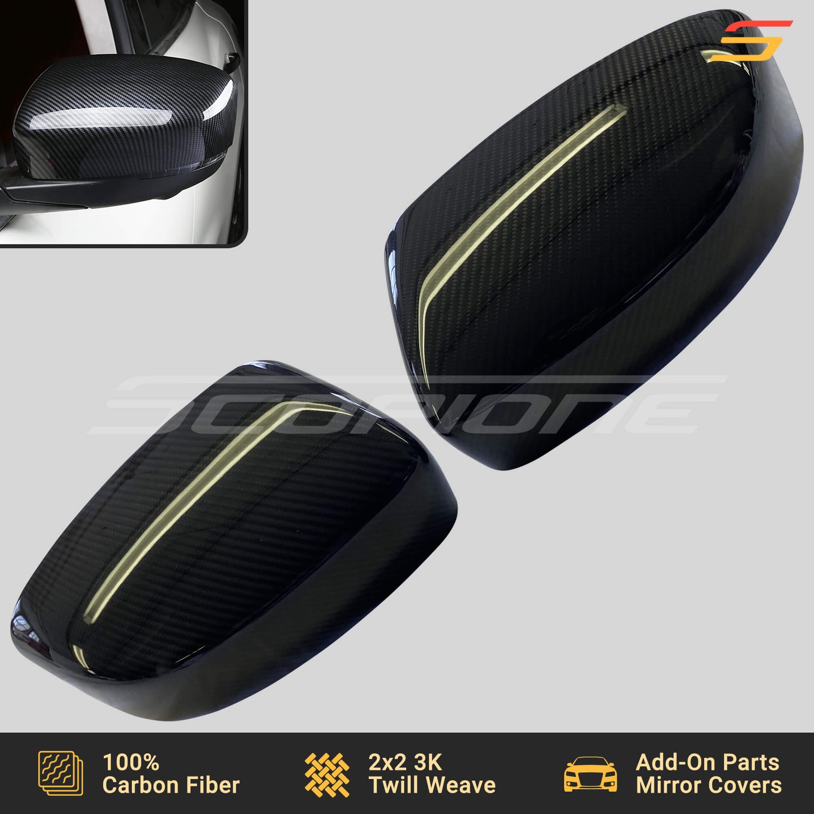 Scopione Carbon Fiber Side Mirror Covers for Maserati 17-24 Levante Base S