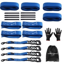 Ratchet Tie Down Straps 1.6in X 8ft 5208 Lb Blue For Truck Trailer 1.6in X 8ft