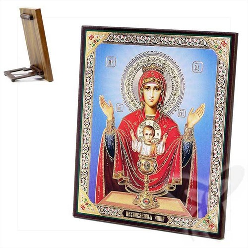 Ikone Unversiegbare Kelch Holz 15x18Неупиваемая Чаша икона - Picture 1 of 1