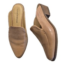 Lucky Brand Margrete Tan Leather Loafer Mules Women's Size 7