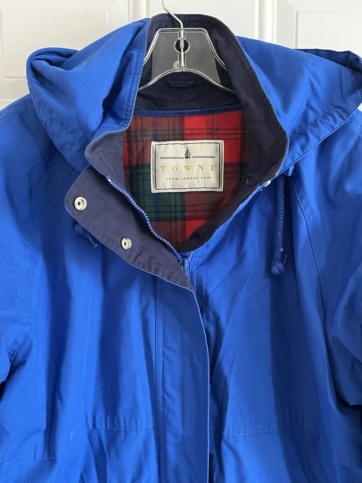 Chaqueta de Colección London Fog Towne Abrigo Azul Extraíble a Cuadros Forro Rojo Invierno LP Foto 2 de 4