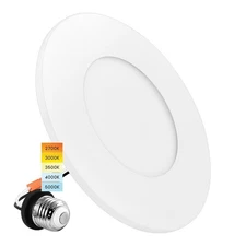 Luxrite 3-4 Inch LED Ceiling Light 5CCT 650LM J-Box or 4 Inch Can