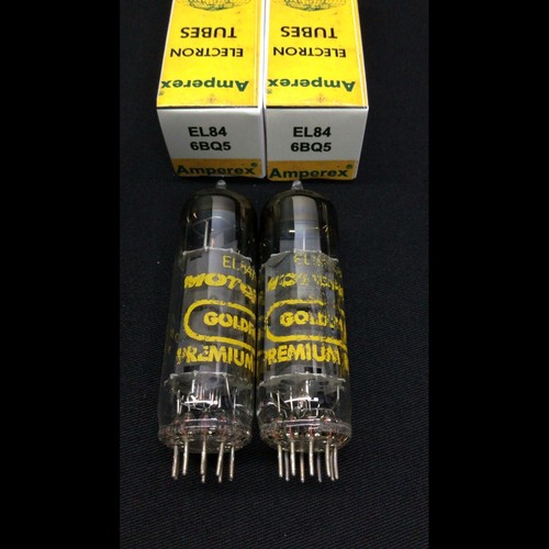 GREAT PAIR AMPEREX (Moto Label) 6BQ5 EL84 Holland Amplifier VACUUM TUBES 5.9335