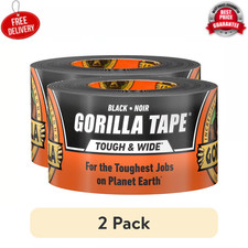 2 pack Gorilla Tape Tough  Wide, Black Tape, 2.88" x 25 yd