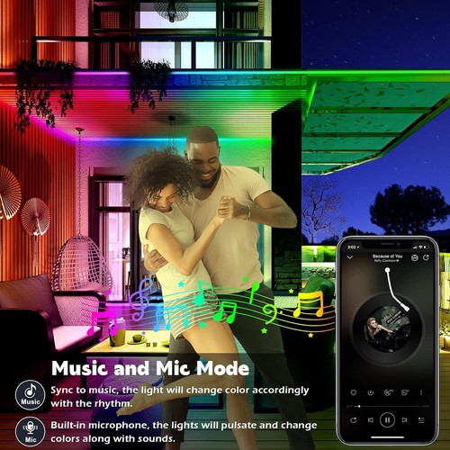 AILBTON 18M RGB Striscia LED Esterno Luci Impermeabile IP68 App Sincronizzazione Musica Telecomando - Foto 3 di 15