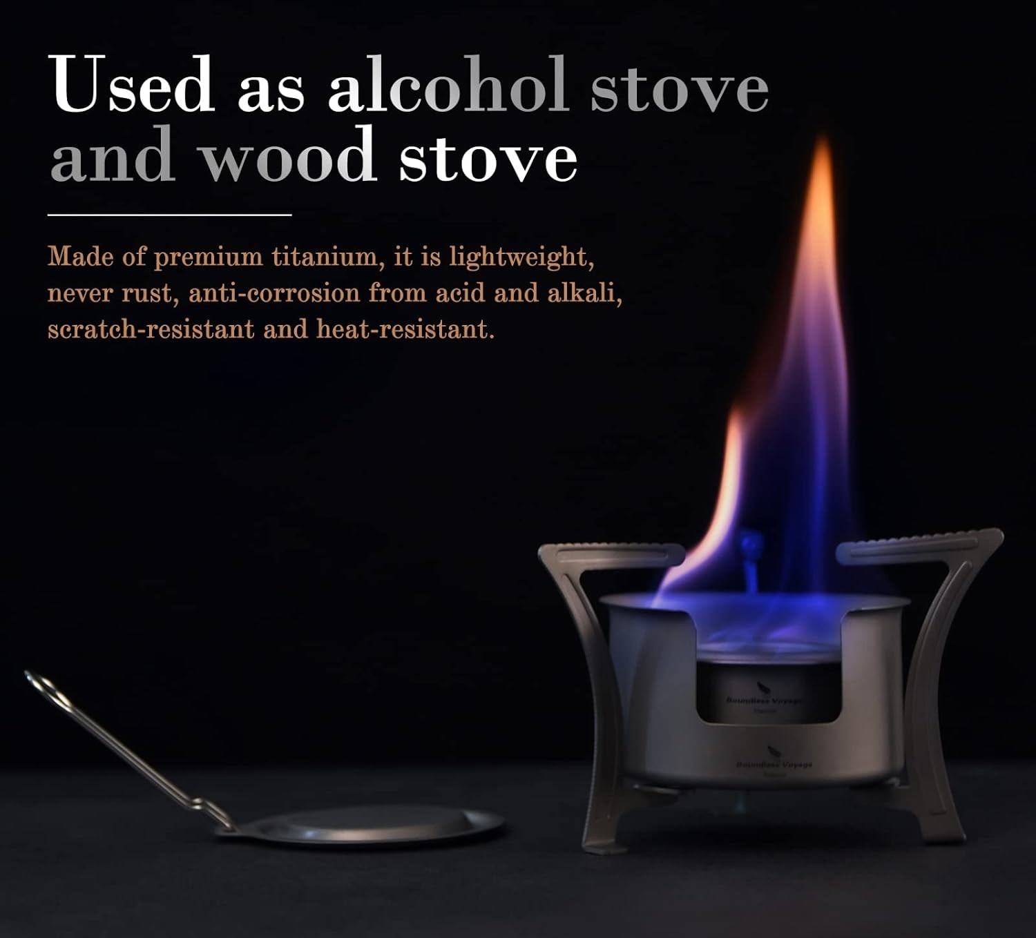 Boundless Voyage Titanium Alcohol Stove Spirit Burner &amp; Bracket Set 