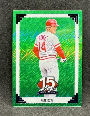 Pete Rose 2025 Leaf 15th Anniversary NSCC 1991 GREEN SHIMMER #d 5/6 Reds