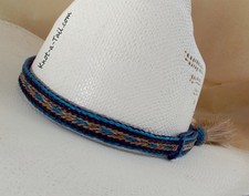 Unique Horsehair hat band, Lg Cinnamon side tassel, Turquoise- brown designed