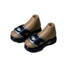 MGA Bratz Boyz Doll Replacement Beach Shoes Bare Feet in Blue Silver Sandals 