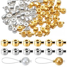 80PCS Crimp Beads for Jewelry Making, Gold and Silver Copper Crimping Beads, ...