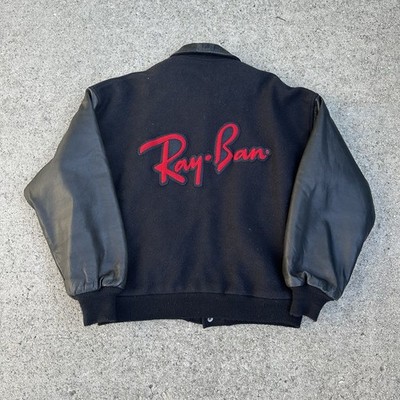 Ray-Ban 90s オリンピックスタジャン 黒　ヴィンテージ　M-Lサイズ Vintage 1996 Ray Ban Sunglasses Black Varsity Jacket Sz L Made In