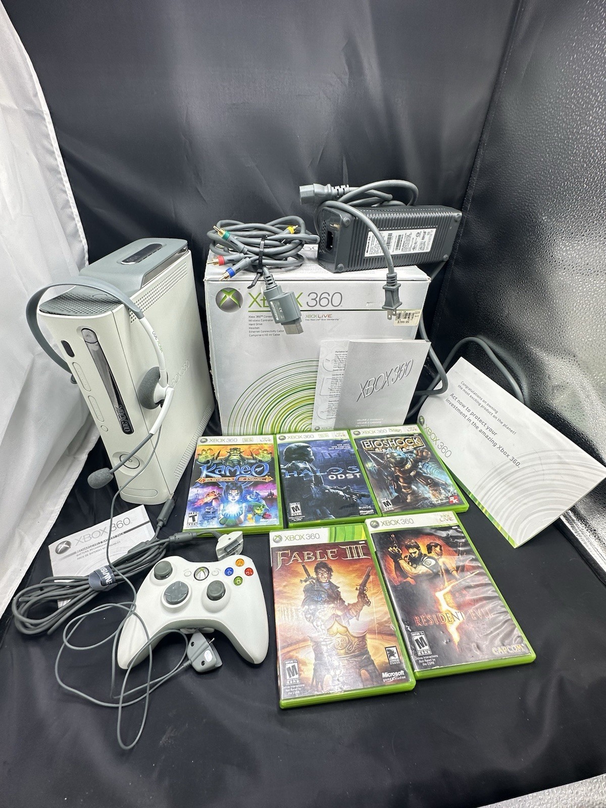 Microsoft Xbox 360 Premium Xenon Bundle-5 Games, Controller, Headset, AV + Power